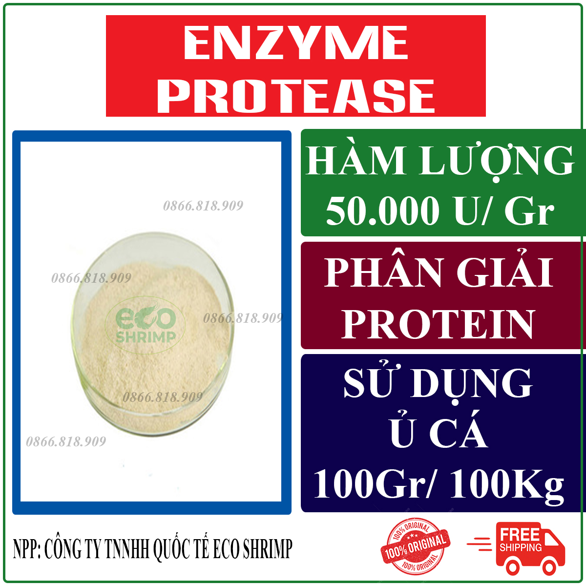 Enzyme Ủ Phân Cá - Enzyme Protease Đậm Đặc Gói 1 kg