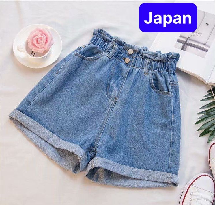 QUẦN SHORT SỌT JEAN LỬNG KIỂU NGỐ NỮ CHẤT BÒ XANH LƯNG THUN CẠP CHUN 2 CÚC NHẬT BẢN LƯNG CAO NÂNG MÔNG SÀNH ĐIỆU DB-1506 -JAPAN FASHION