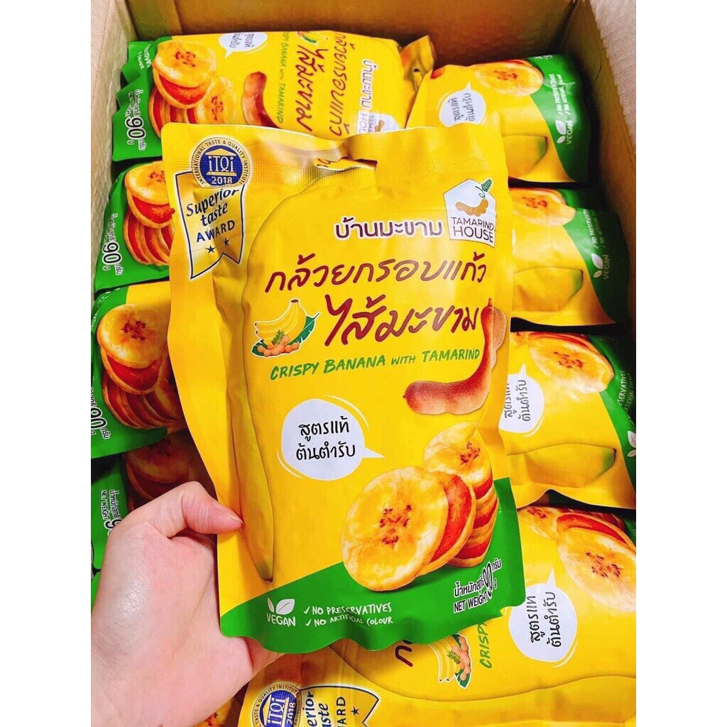 Bánh chuối sấy kẹp me siêu giòn Thái Lan 90g