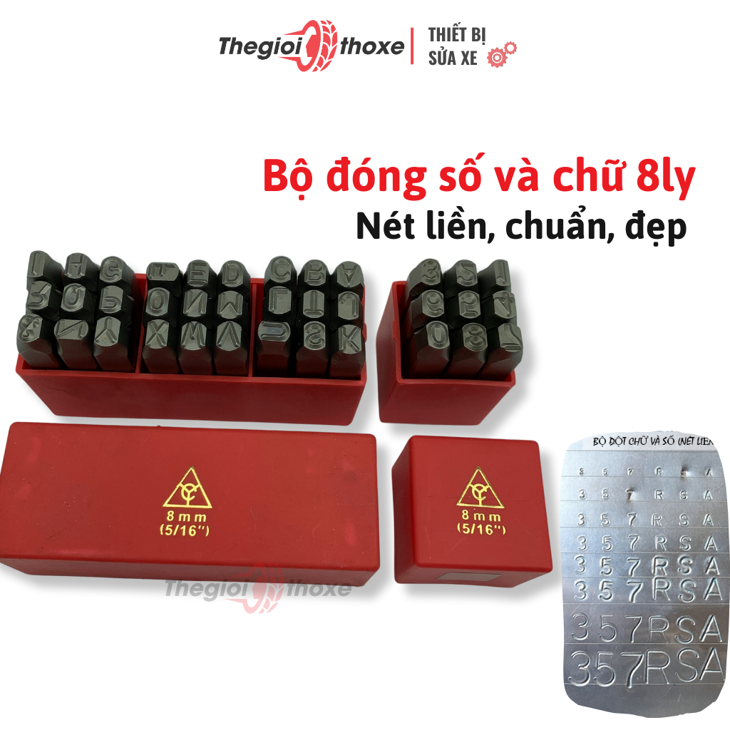 Bộ đục số và chữ 8mm - đóng số trên kim loại đầy đủ a-z và 0-9 | thế giới thợ xe