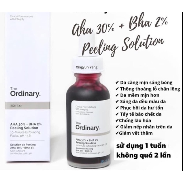Tinh Chất The Ordinary Aha 30% + Bha 2% Peeling Solution 30Ml Tẩy Tế Bào Chết Hóa Học