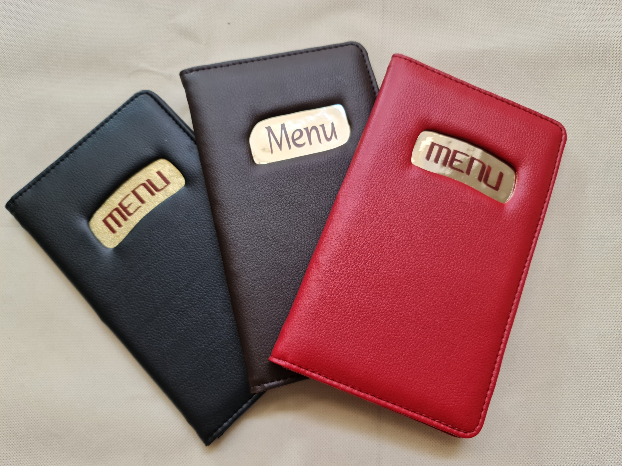 CUỐN MENU DA, QUYỂN MENU QUÁN -10 - 20 LÁ CAO CẤP 11X21,5 CM