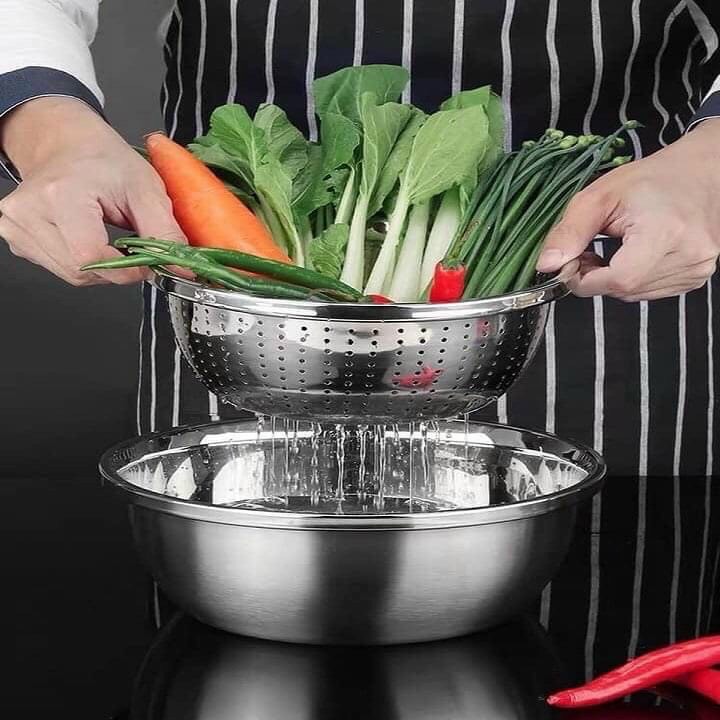 [HÀNG TỐT - GIÁ TỐT] BỘ 5 THAU RỔ INOX CAO CẤP