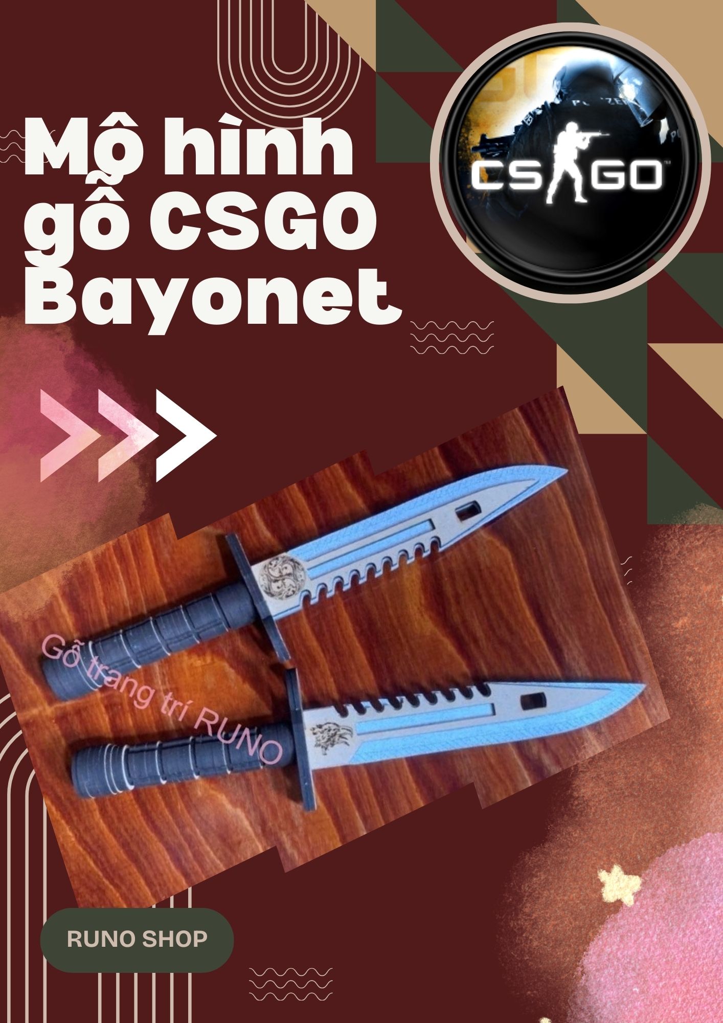 Mô hình đồ chơi lắp ráp gỗ có sơn màu sẵn CSGO Đột Kích