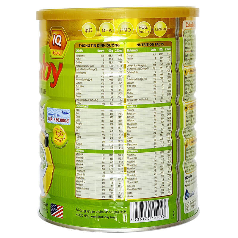 (Quét mã tích xu) Sữa COLOSBABY IQ Gold 1+ 800G (trẻ từ 1-2 tuổi)
