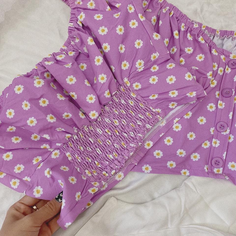 [HCM]ÁO CROPTOP HOA TÍM