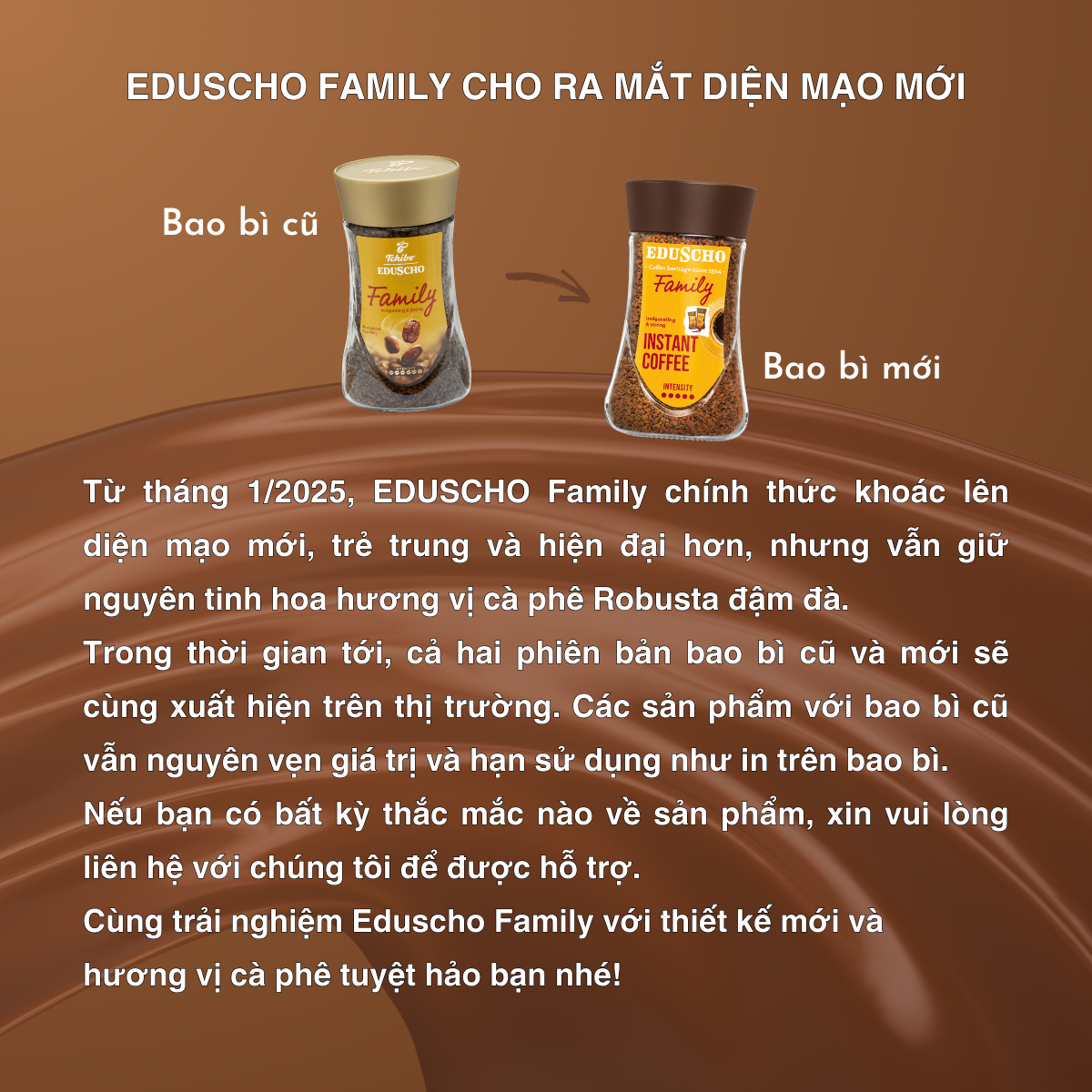 Cà phê hòa tan TCHIBO FAMILY EDUSCHO - 100% Robusta - Vị đắng đậm đà