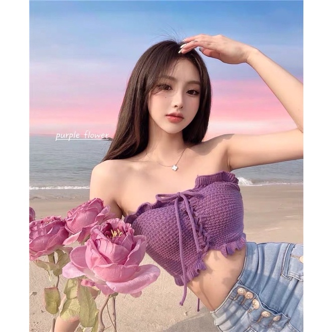 Áo quây len dệt kim kiểu rút ngực & đan lưng