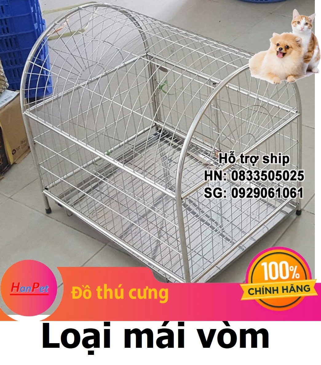 Hanpet - Chuồng chó Inox tặng kèm mâm hứng phân Bảo hành 12 tháng Lồng chó inox / chuồng inox chó mèo giá rẻ / chuồng inox nan dày và cứng