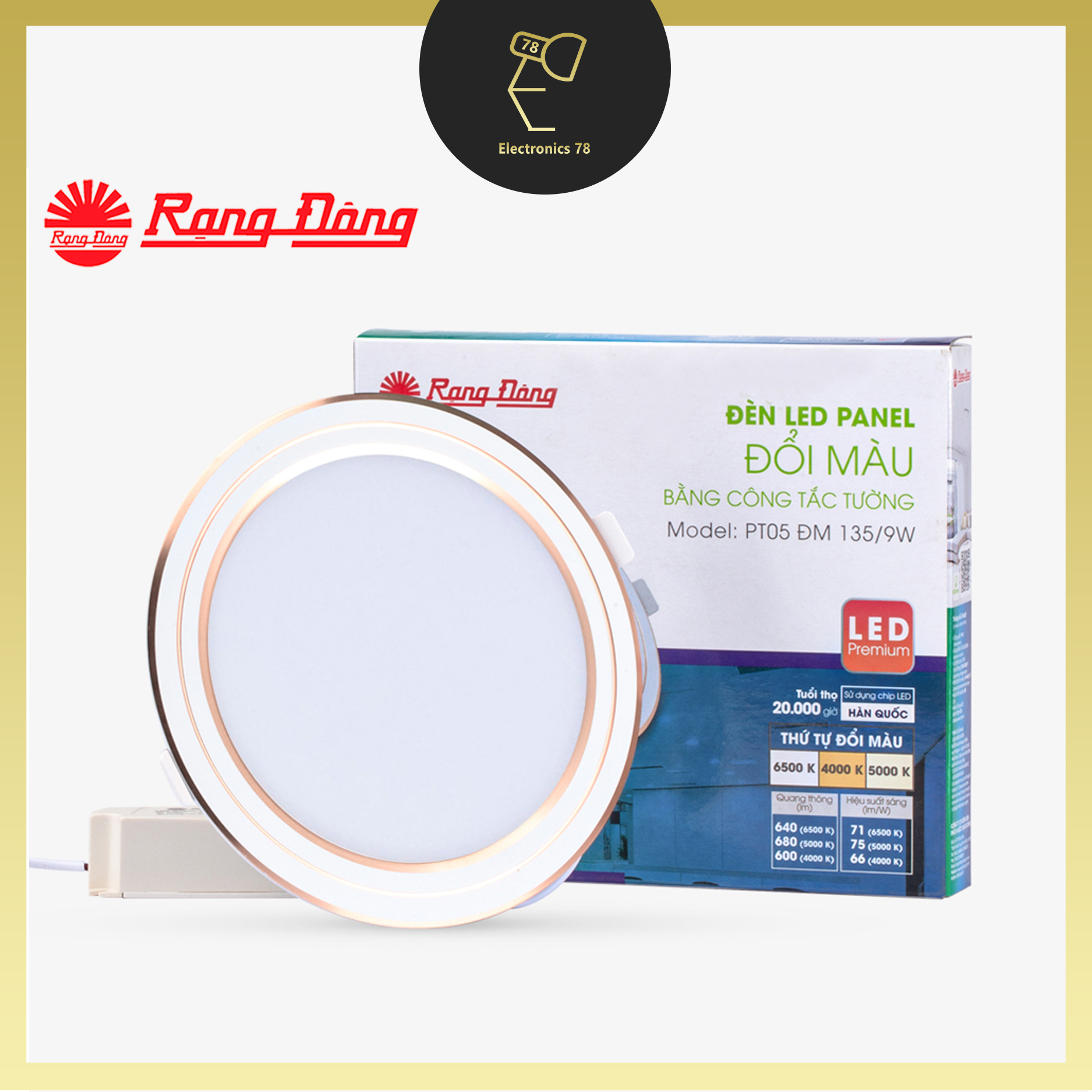 [Chính Hãng] Đèn Led Panel Âm Trần Đổi Màu 3 Chế Độ Rạng Đông 7W/9W/12W, Có viền/Không viền