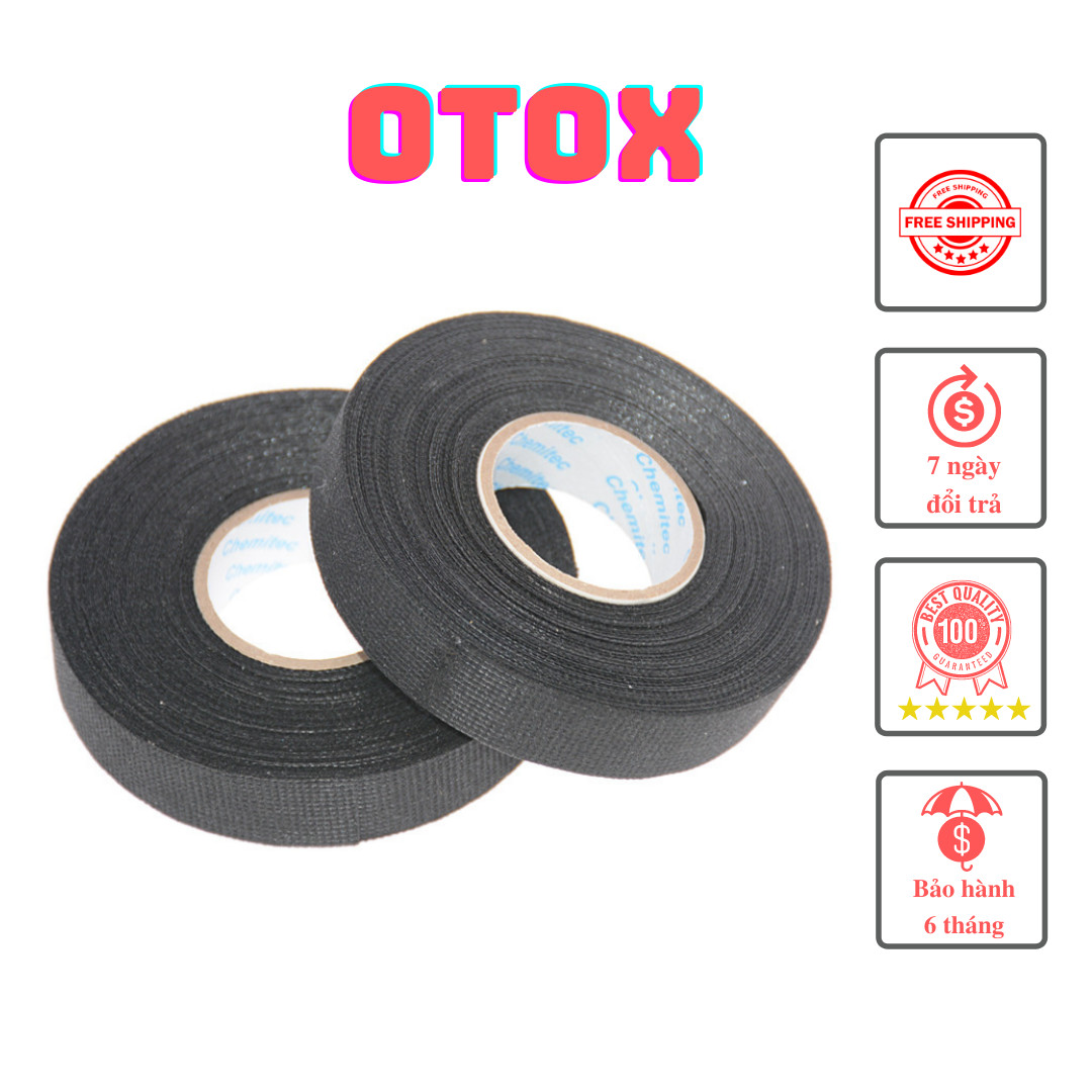 Băng dính vải nỉ chịu nhiệt bọc dây điện ô tô xe máy dài 15m rộng 1.9cm OTOX