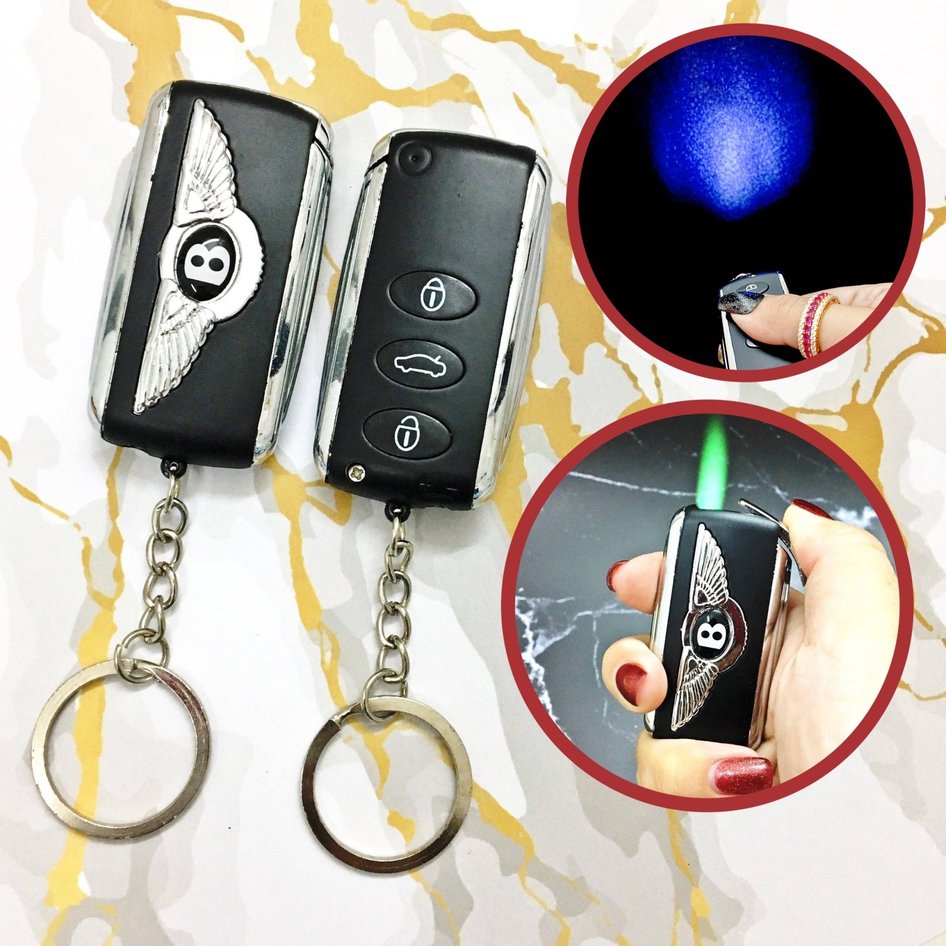 Bật lửa khè - Móc khoá xe hơi BENTLEY (Có đèn Pin) - (Xài gas)