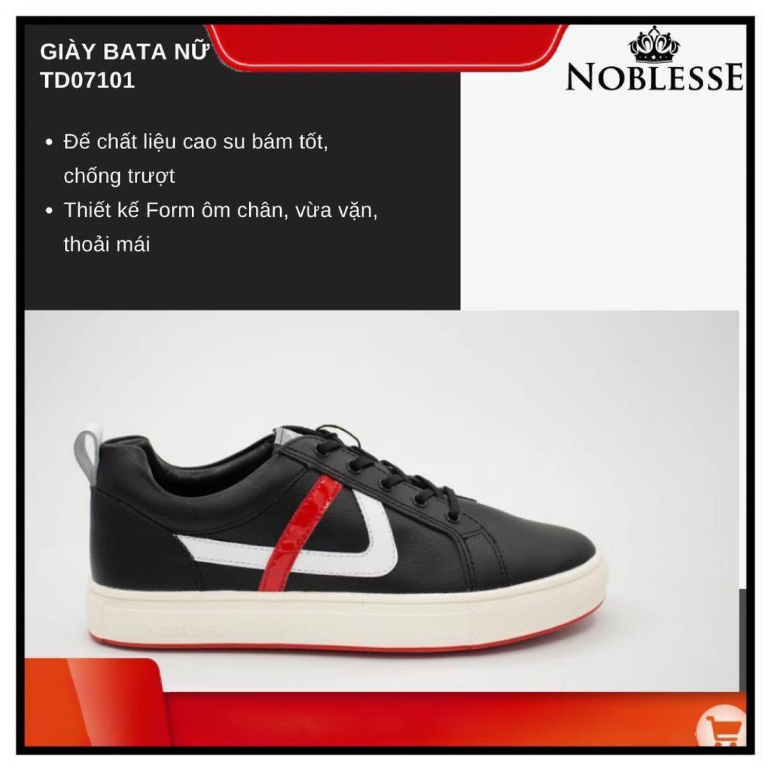 GIÀY SNEAKER NỮ MÀU ĐEN CỔ THẤP CHÍNH HÃNG NOBLESSE TD07101