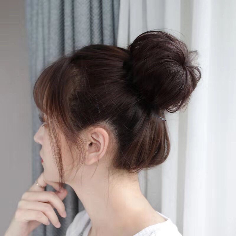 Tóc giả nữ đẹp-tóc giả búi tròn cao phong cách hàn quốc