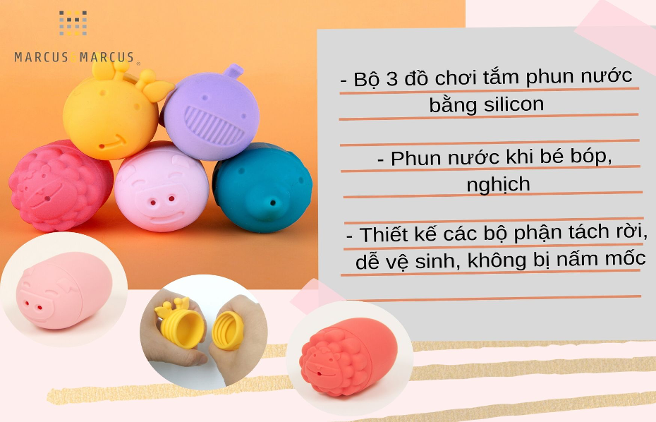 Set đồ chơi tắm 3 con vật Olloe, Willo, Lola Marcus & Marcus
