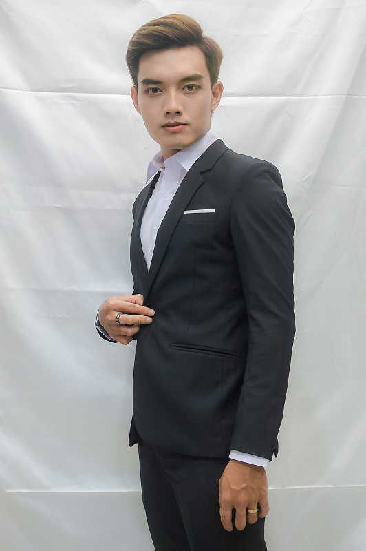 Áo vest nam 1 nút ôm body màu đen