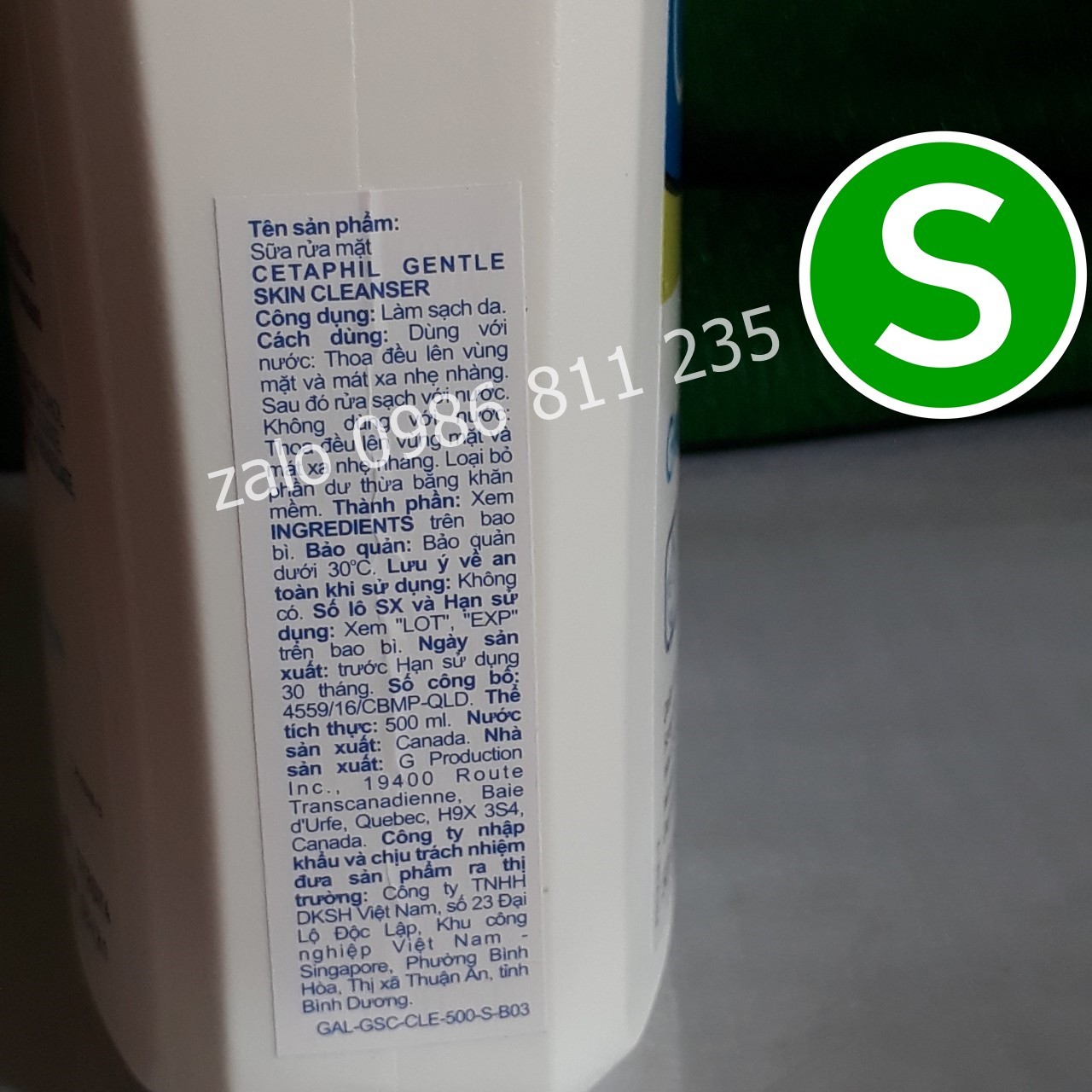 [HCM]HSD 4/22  Sữa rửa mặt Cetaphil 500ml CANADA - [HÀNG CTY có tem phụ TV]