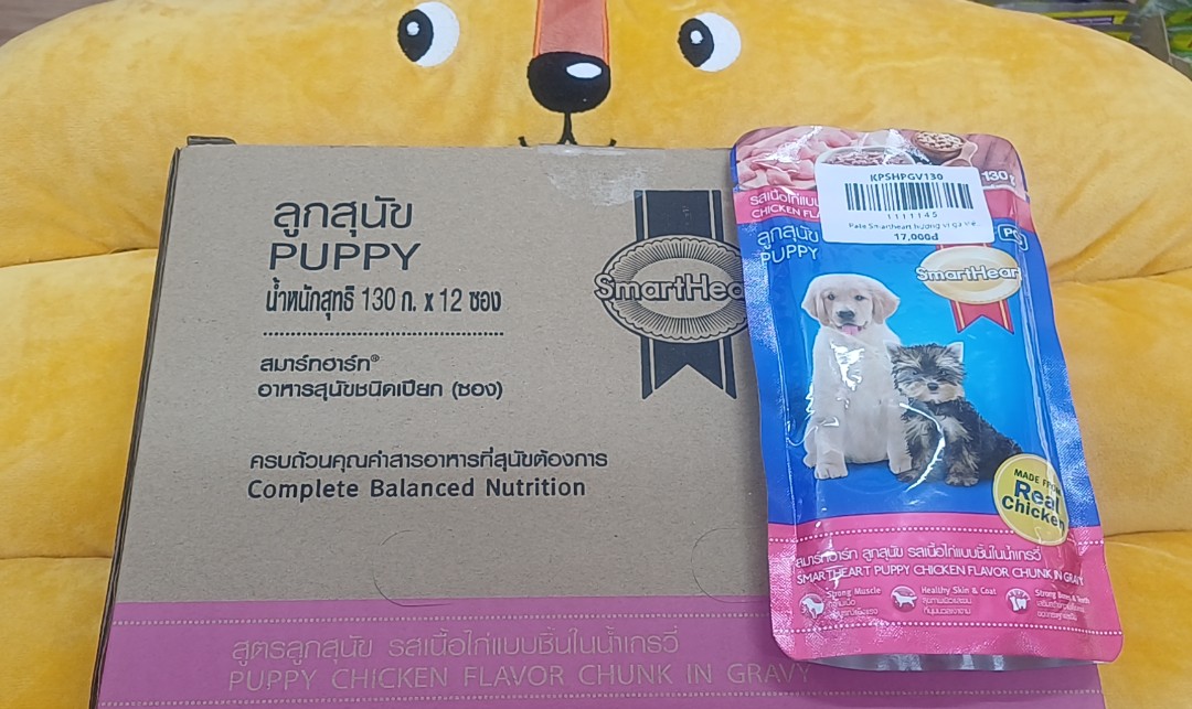 Thức ăn sốt smartheart chó con puppy vị gà 130g
