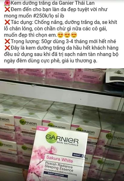 kem GARNIER ĐÊM Thái lan