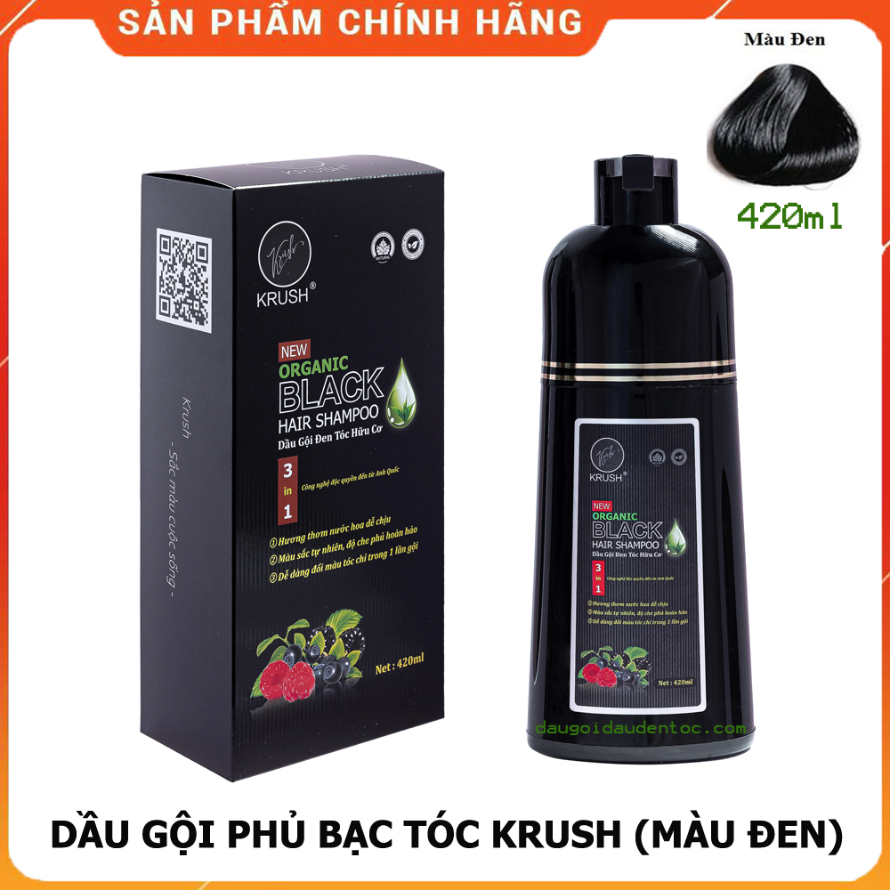 Dầu gội đầu phủ bạc đen tóc Krush Anh Quốc (Tặng lược nhuộm tóc)