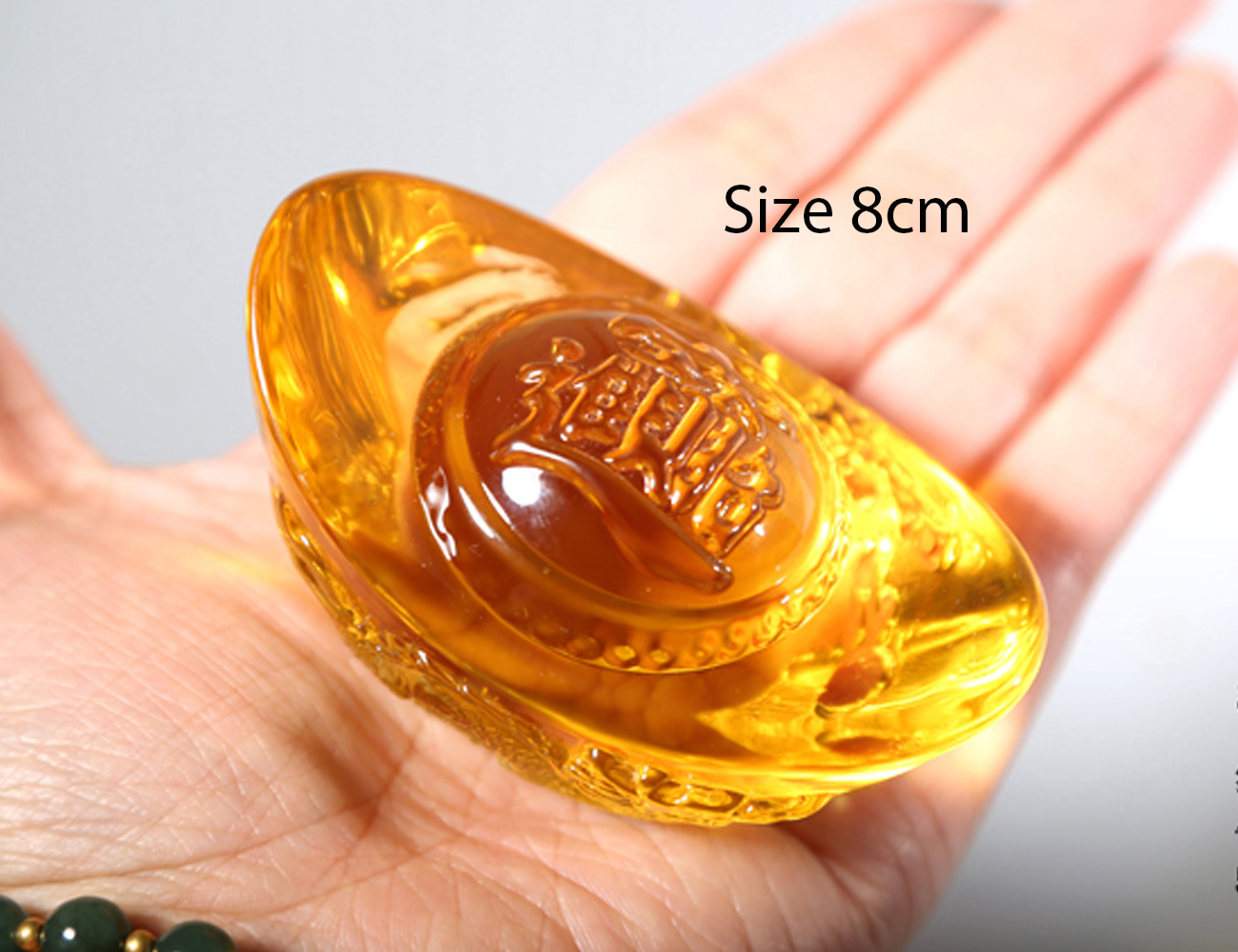 Thỏi vàng pha lê 8cm chạm Rồng tinh tế - Đỉnh vàng phong thủy may mắn