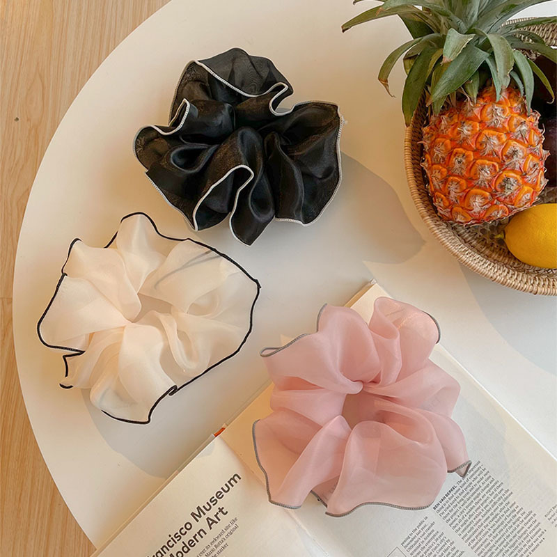 [Có sẵn] Dây cột tóc vải Scrunchies lụa Hàn Quốc bản lớn cho nữ