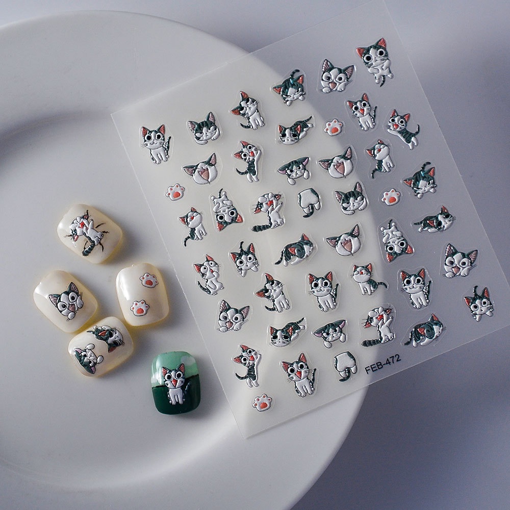 Sticker Lụa Nổi 5D | Bé Mèo Chii | Hình Dán Móng Tay