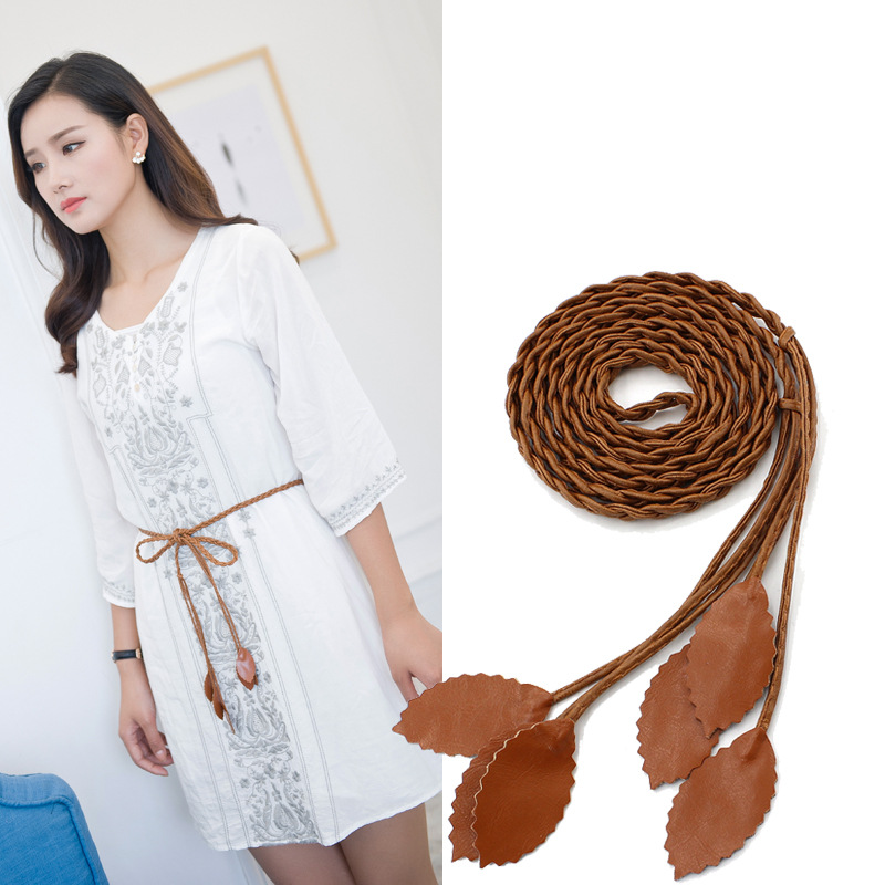 Thắt lưng dây nịt nữ da chiếc lá cột eo đơn giản thanh lịch