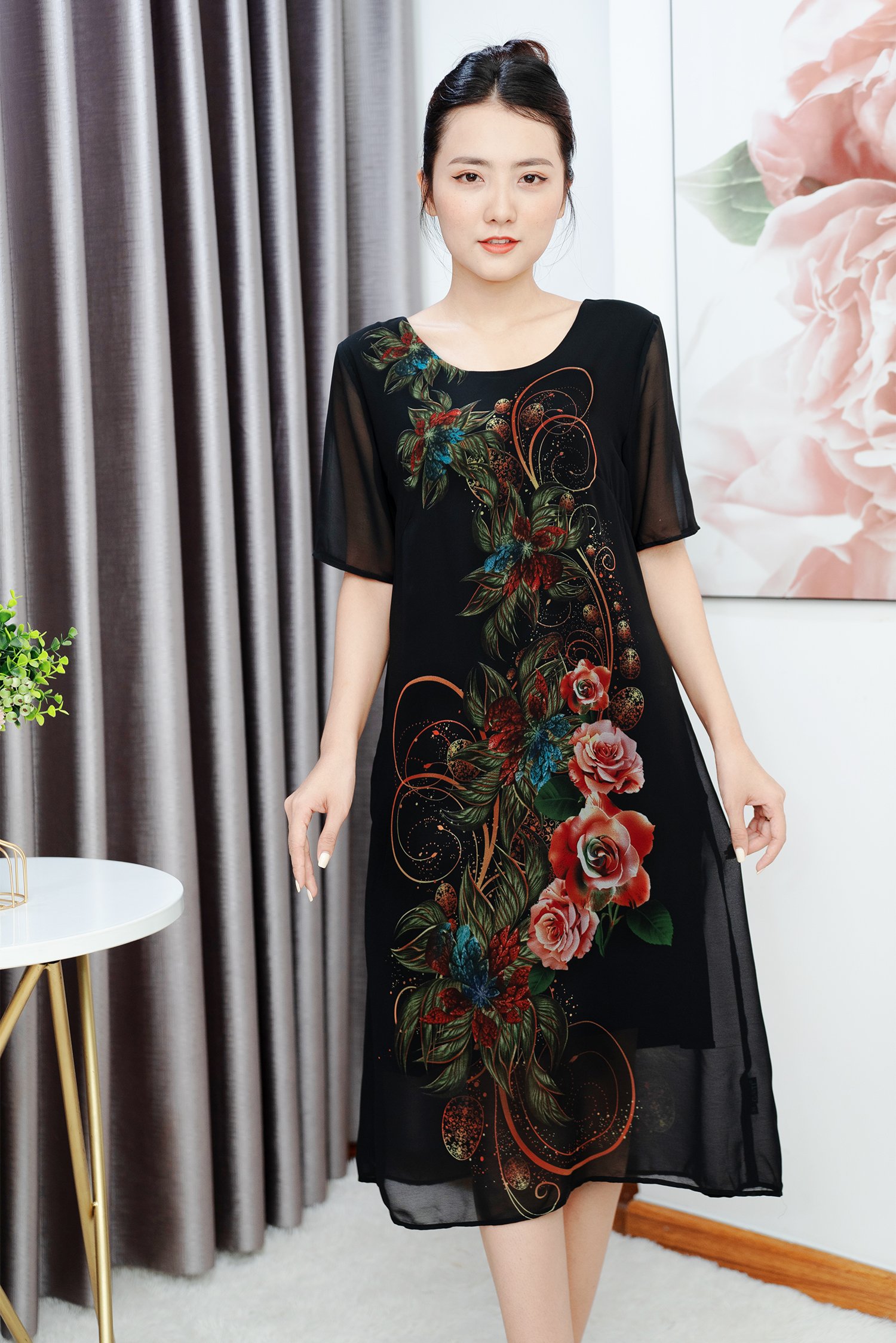 Mới) Mã C0961 Giá 580K: Váy Đầm Liền Thân Nữ Shdon Big Size Ngoại Cỡ Hàng  Mùa Hè Trung Niên Họa Tiết Hoa Thời Trang Nữ Chất Liệu Vải Voan G01, (Miễn