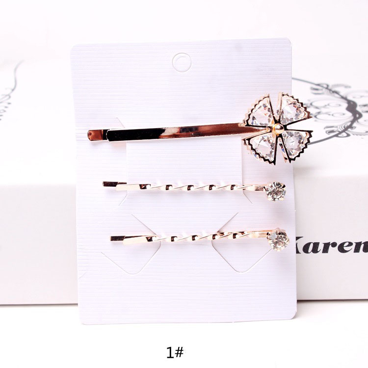 Kẹp tóc nữ (vỉ 3 kẹp) đính đá nhiều mẫu lấp lánh KT11