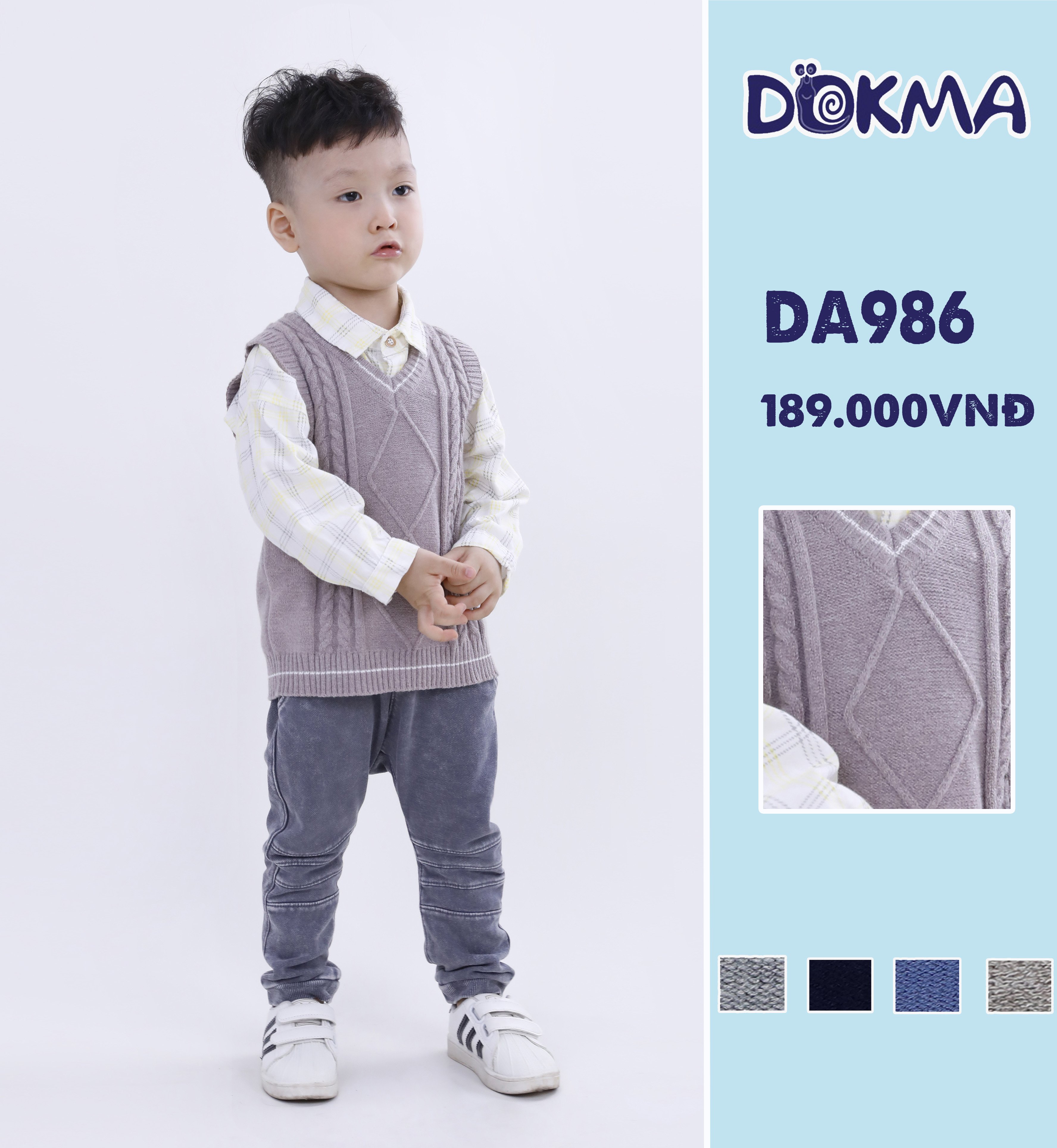 Áo gile len trẻ em cổ V Dokma