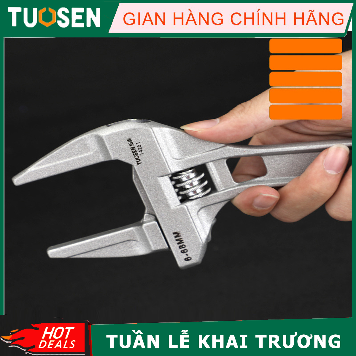 Cờ lê lớn, điều chỉnh độ mở lớn, cờ lê ống nước TUOSEN