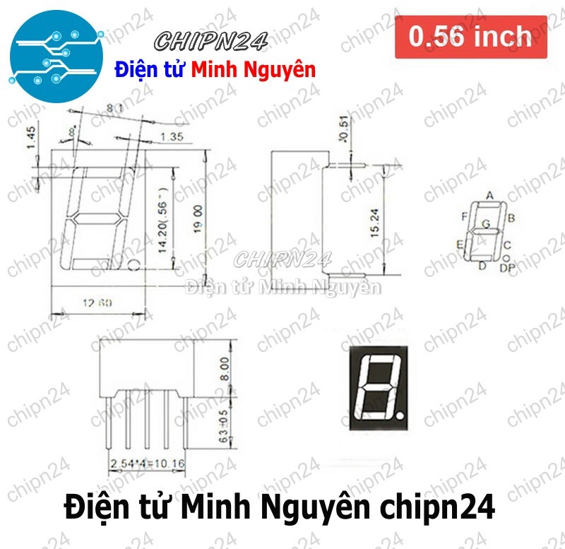 Led 7 Đoạn 0.56 inch Sáng Đỏ (1/2/3/4 Số Âm/Dương chung)- [Chọn Loại] - HHH.00198