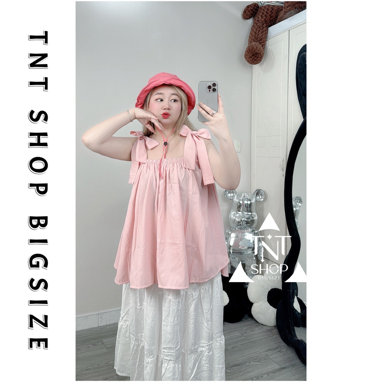 ÁO 2 DÂY CỘT NƠ BÁNH BÈO [ TNT SHOP BIGSIZE 60KG 90KG ]