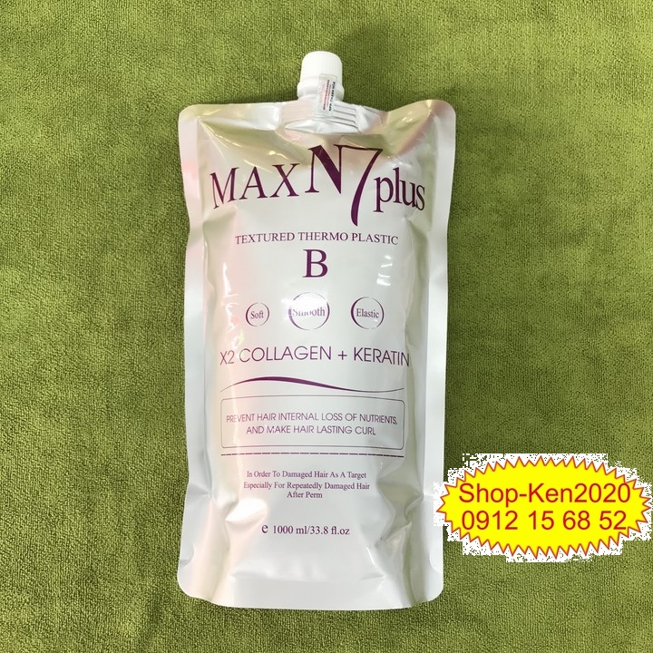 [Túi lẻ] Uốn duỗi ép dập tóc Max N7 Plus Collagen Keratin 1000ml (A-B-C)