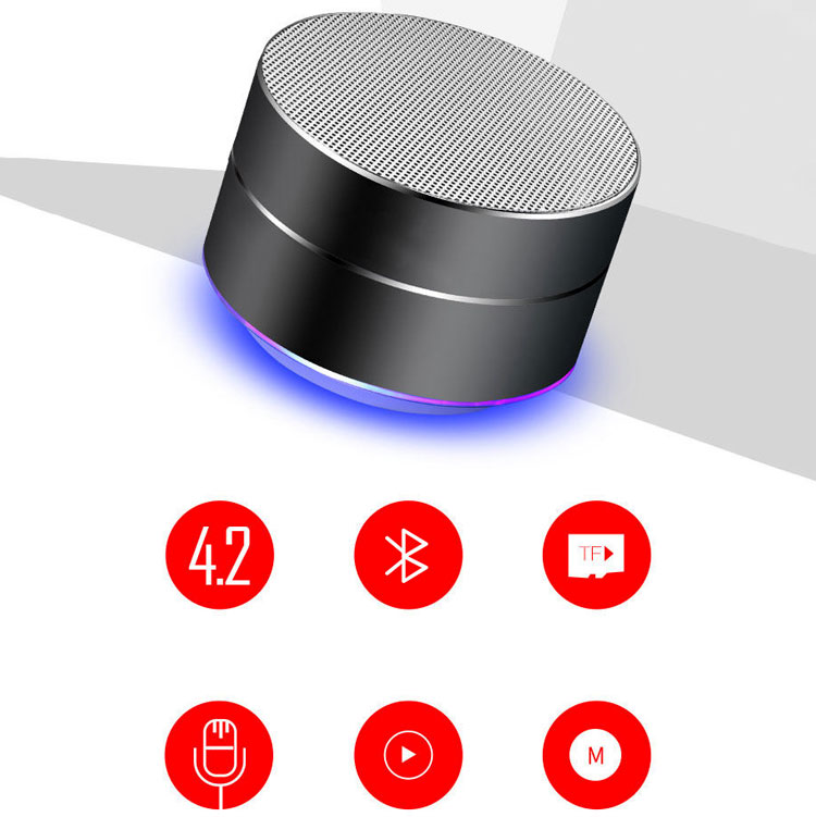 Loa Di Động Bluetooth Mini A10 Vỏ Nhôm Có Đèn LED