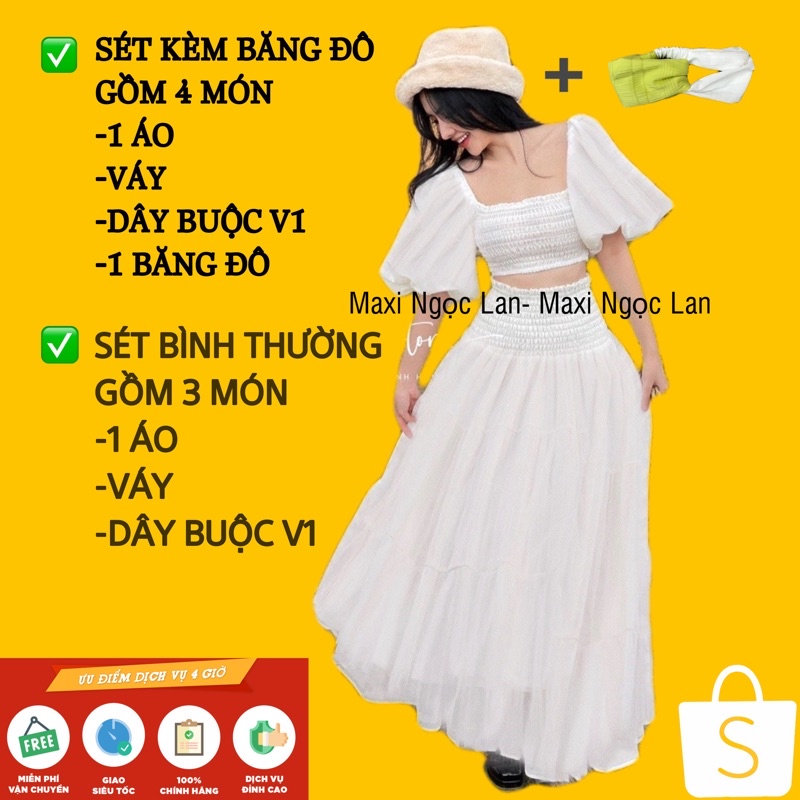 Sét maxi đi biển nhún xoè