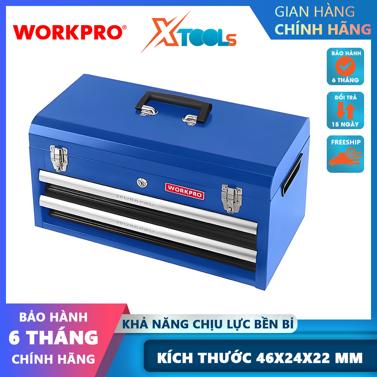 2 Cell tool box iron stand, size of 46x24x22cm workpro-wp282005