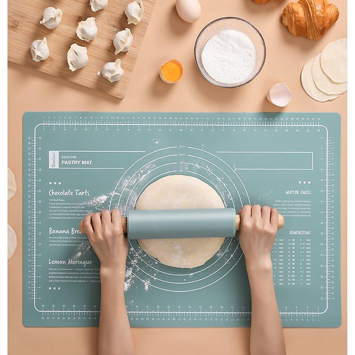 Sét thảm nhào bột bánh silicone loại to 40 x 60cm an toàn vệ sinh
