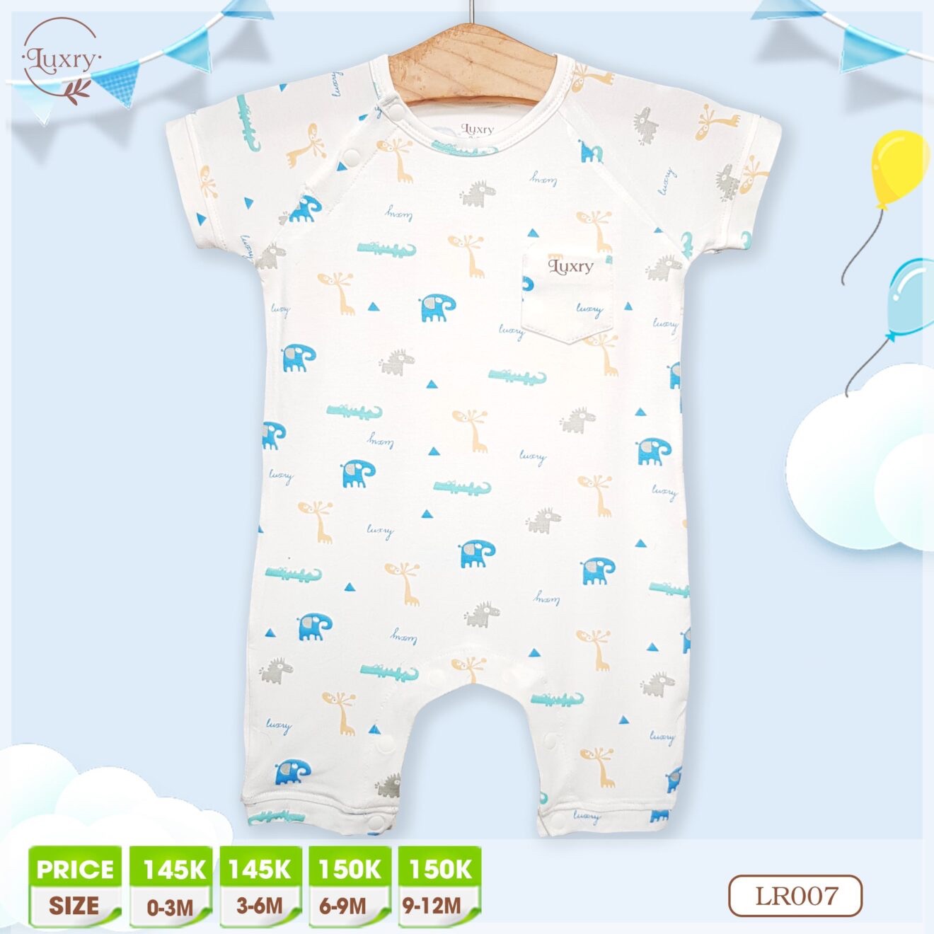 Bodysuit Cộc Cài Lệch Dành Cho Bé Sơ Sinh