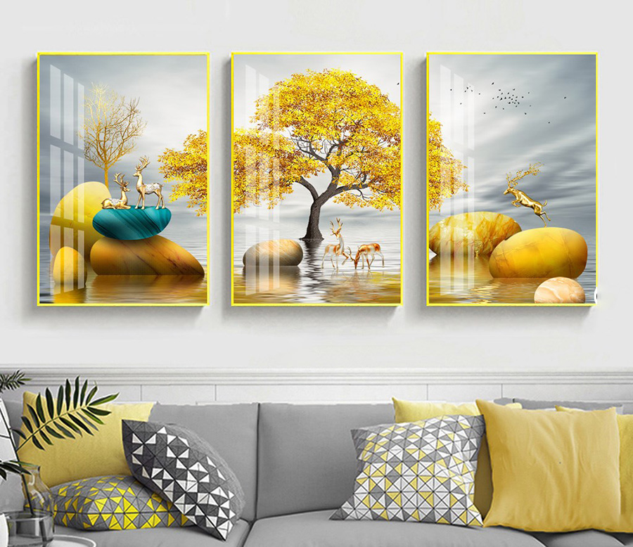 Tranh Tráng Gương Treo Tường Cao Cấp - Rừng Suối Vàng