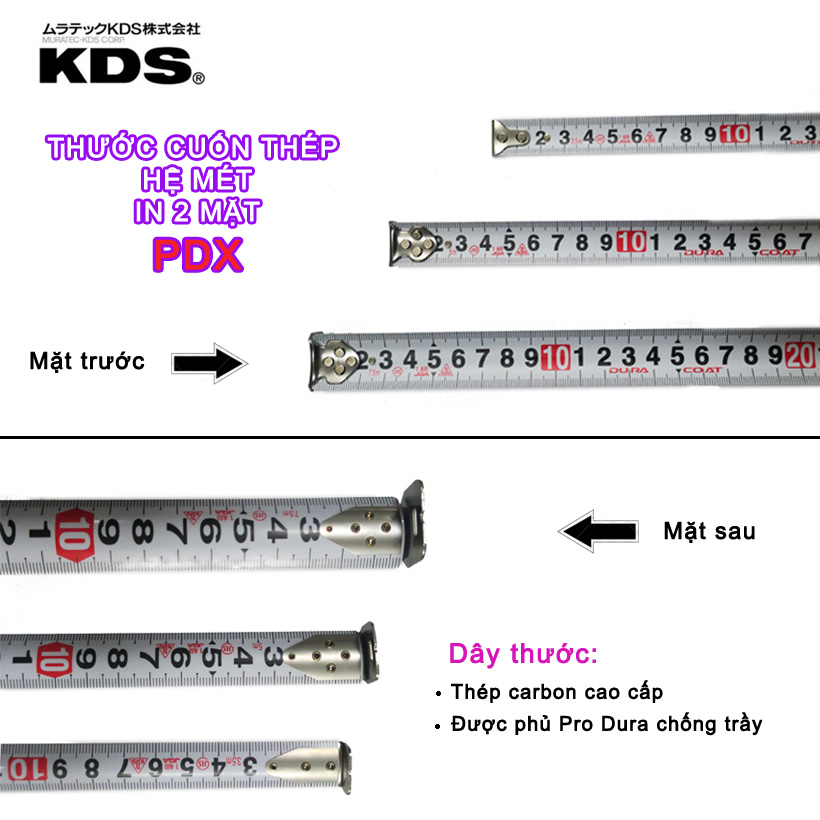 Thước cuộn Nhật Bản KDS hệ Met (in 2 mặt)