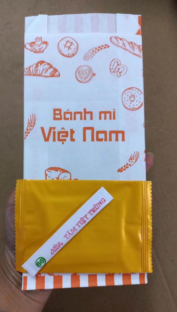 Combo 500 túi giấy + tăm + khăn lạnh màu vàng
