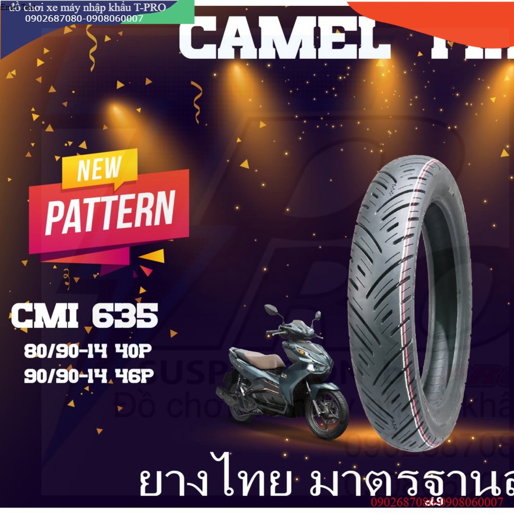 [HCM]Vỏ lốp CAMEL mã 635 80/90/14 & 90/8014 -90/90/14- 100/80/14 vision click airblade pcx vario (không xài ruột) CAMEL CMI _ cameltire
