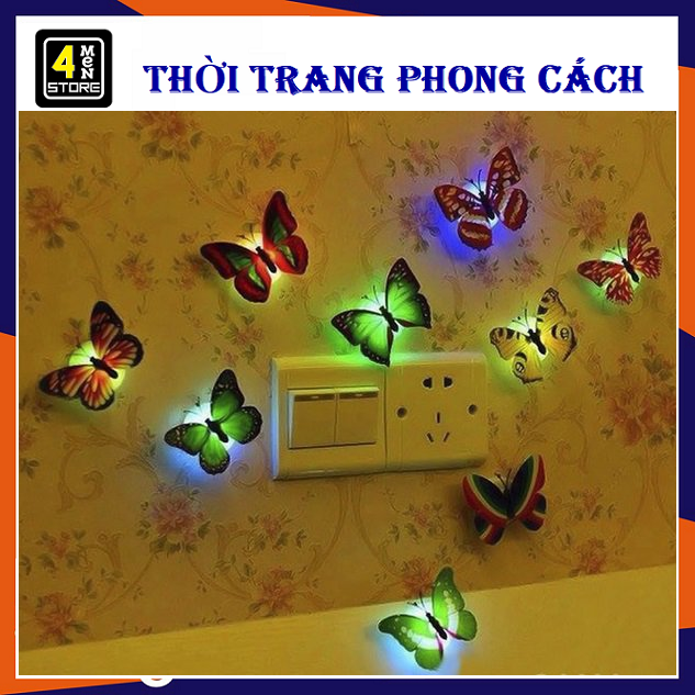 ⚡ siêu đẹp ⚡ set 10 đèn led 7 màu trang trí dán tường hình bướm - siêu xinh