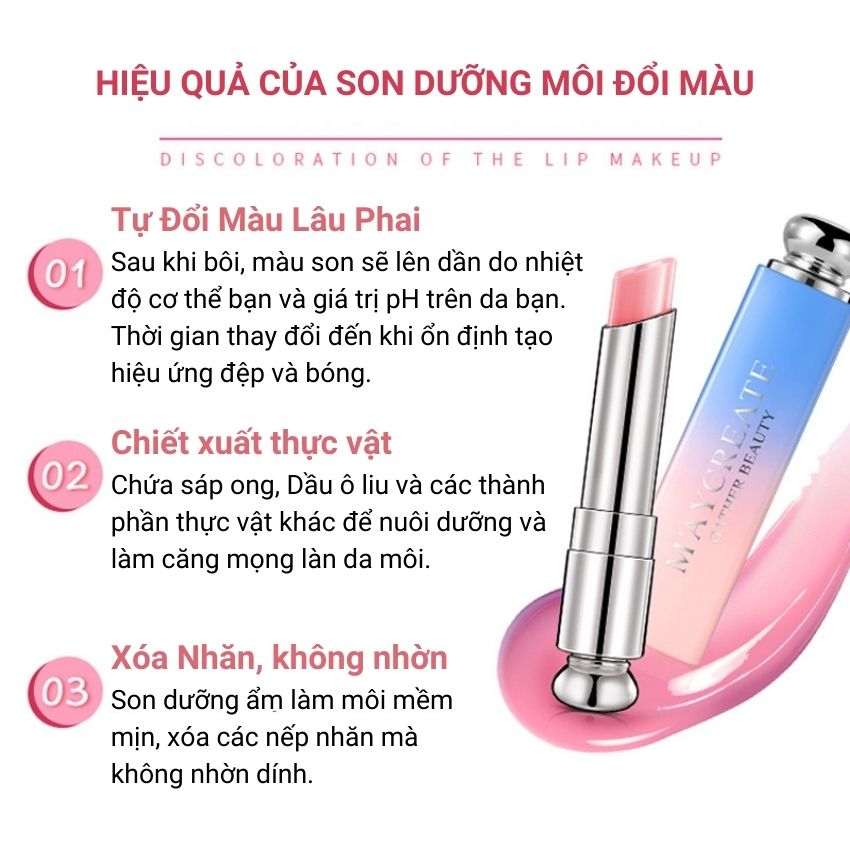 Son dưỡng môi có màu Maycreate son dưỡng hồng môi 3 Màu cam hồng nhạt hồng tím Myphamsile247 Ma105Ver2