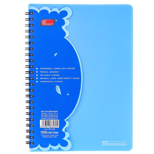 Sổ Lò Xo Bìa Nhựa Grand B5 ( kích thước : 18 x 25cm ) màu ngẫu nhiên