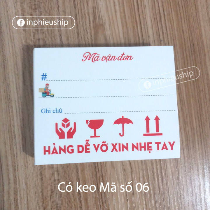 Phiếu ghi mã vận đơn có keo 100 tờ (MS06)