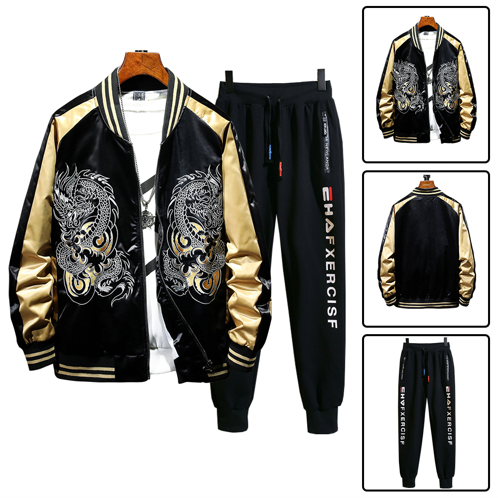 Bộ Đồ Áo Khoác Nam In Hình Rồng Phối Quần Jogger Bo Ống trẻ Trung Thời Trang FASHION4MENHN AO KHOAC 30C + JOGGER 75C