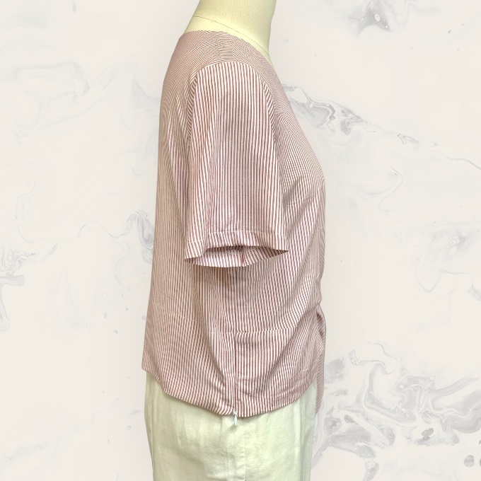 Áo nữ cổ tim thắt nơ eo vải linen
